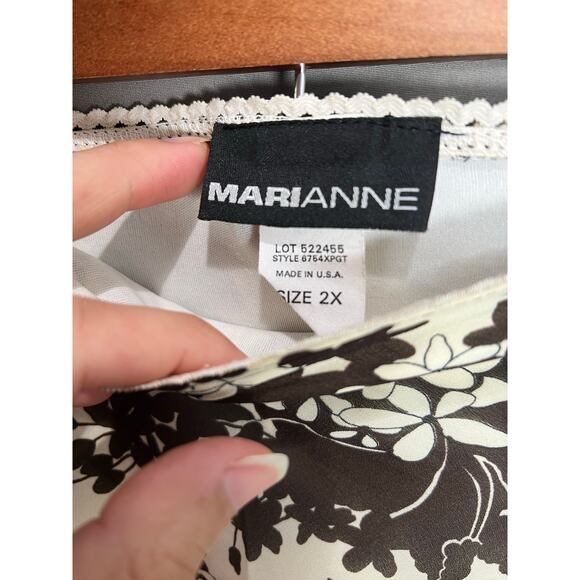 Marianne Boho Floral Skirt Sz 2X Lined Cocktail Office USA Lace Stretch Midi 70s - Picture 3 of 9